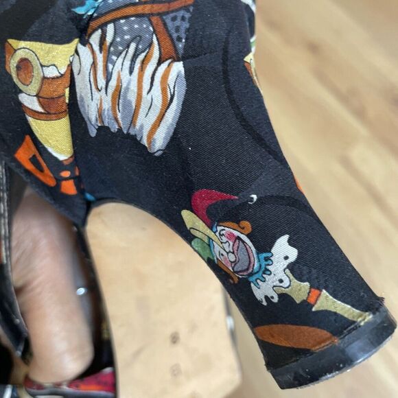 NICOLE MILLER Artelier Shoes Pop Art Print 100% Silk High Heels Pumps Sz 8.5 Vtg - Picture 12 of 13